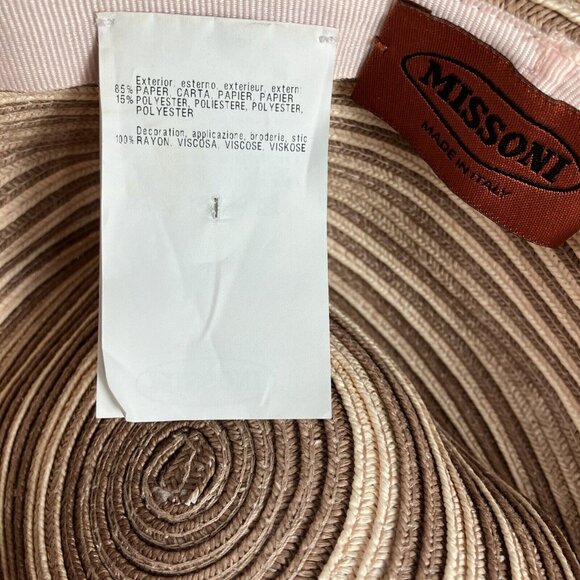 Missoni orange label Blue Beige Brown straw hat fringe trim Resort Packable main image 6